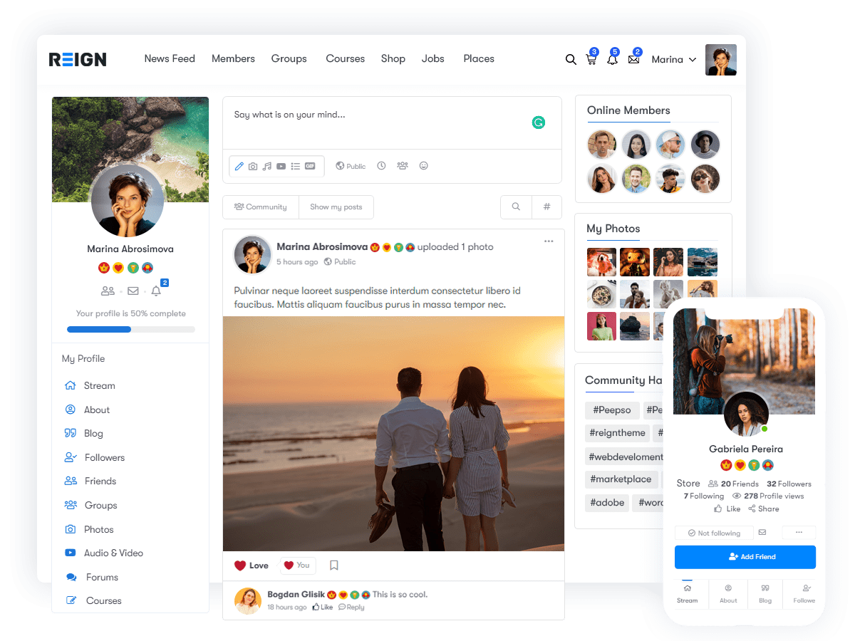 Reign Theme for PeepSo social network plugin
