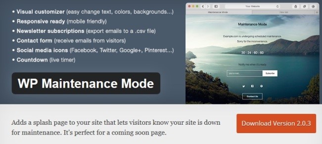 WP Maintenance Mode : Maintenance mode Plugins