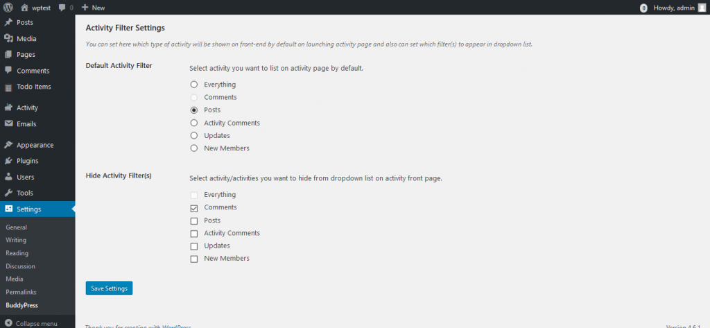 BuddyPress Activity Filter Plugin
