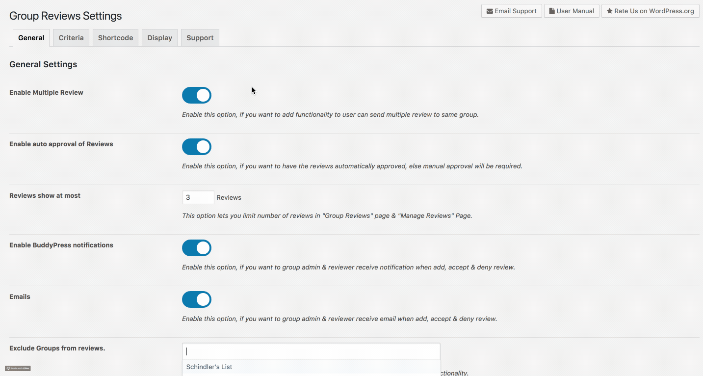 BuddyPress Group Reviews