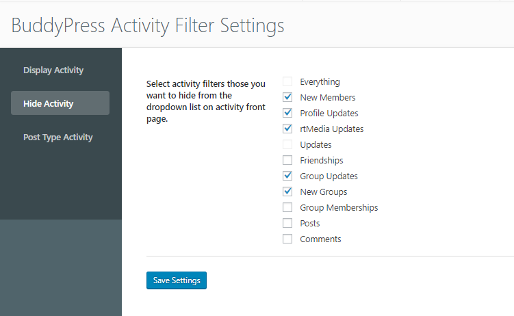 BuddyPress Activity Filter Plugin