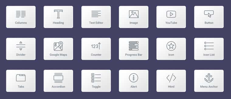 Elementor page builder widgets