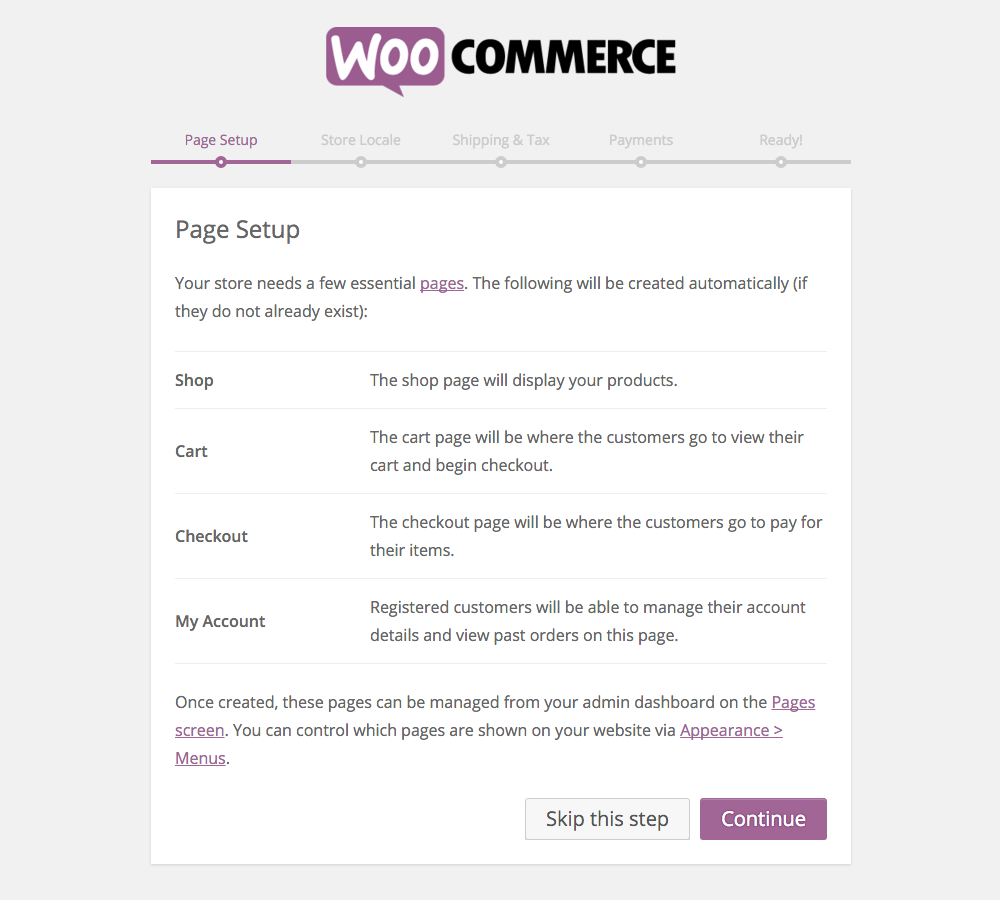 Setup WooCommerce store