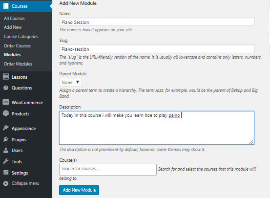 Creating Module in Sensei