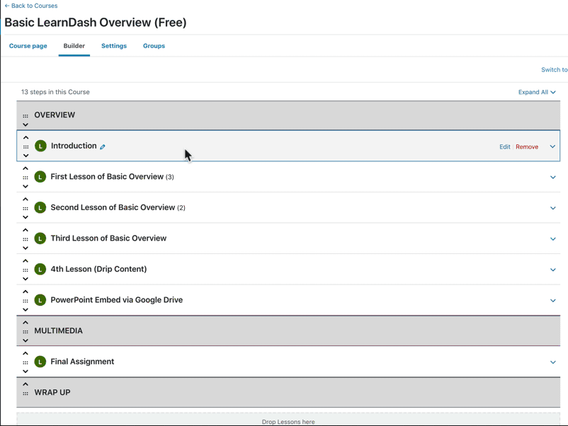 LearnDash Add New Section