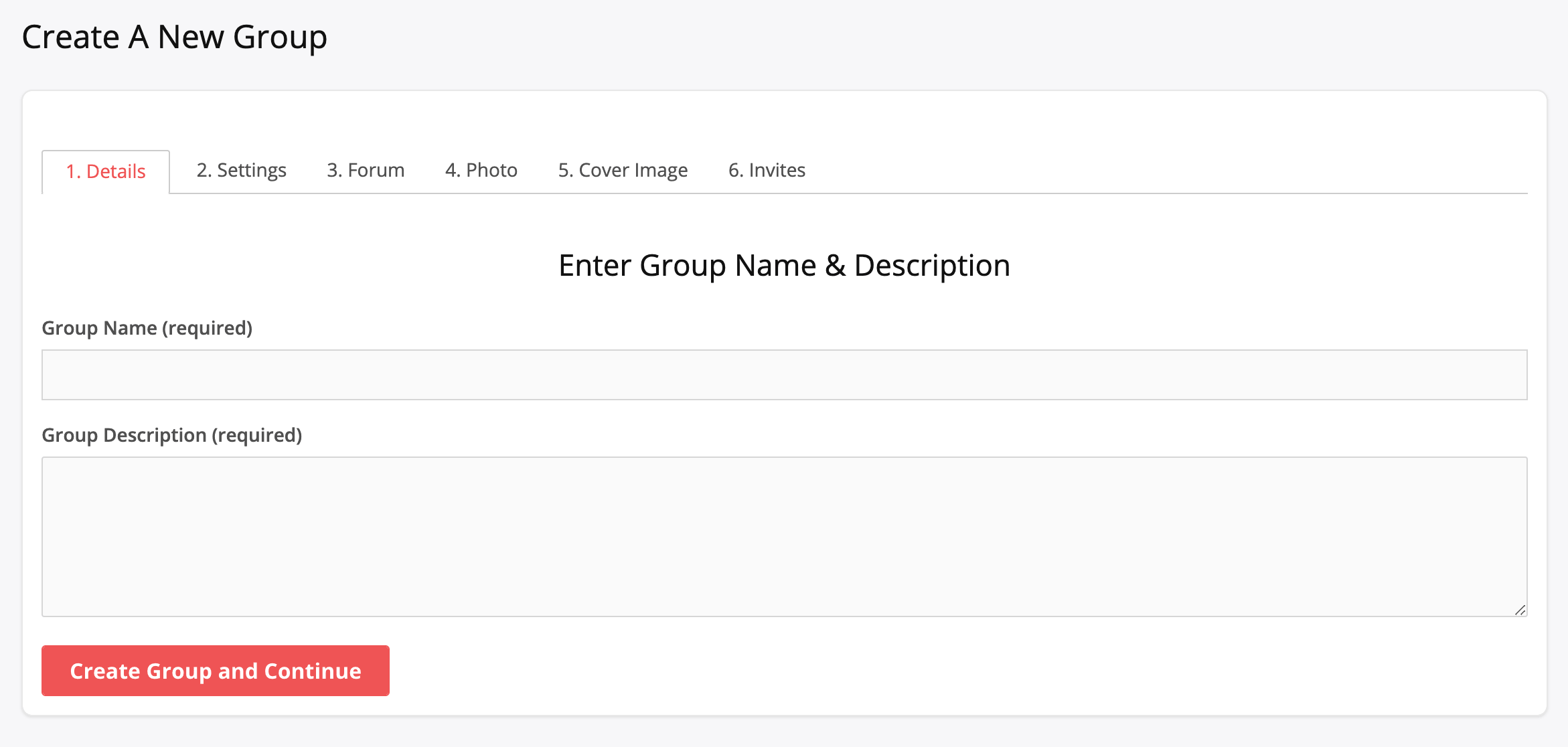 BuddyPress Group Creation Page