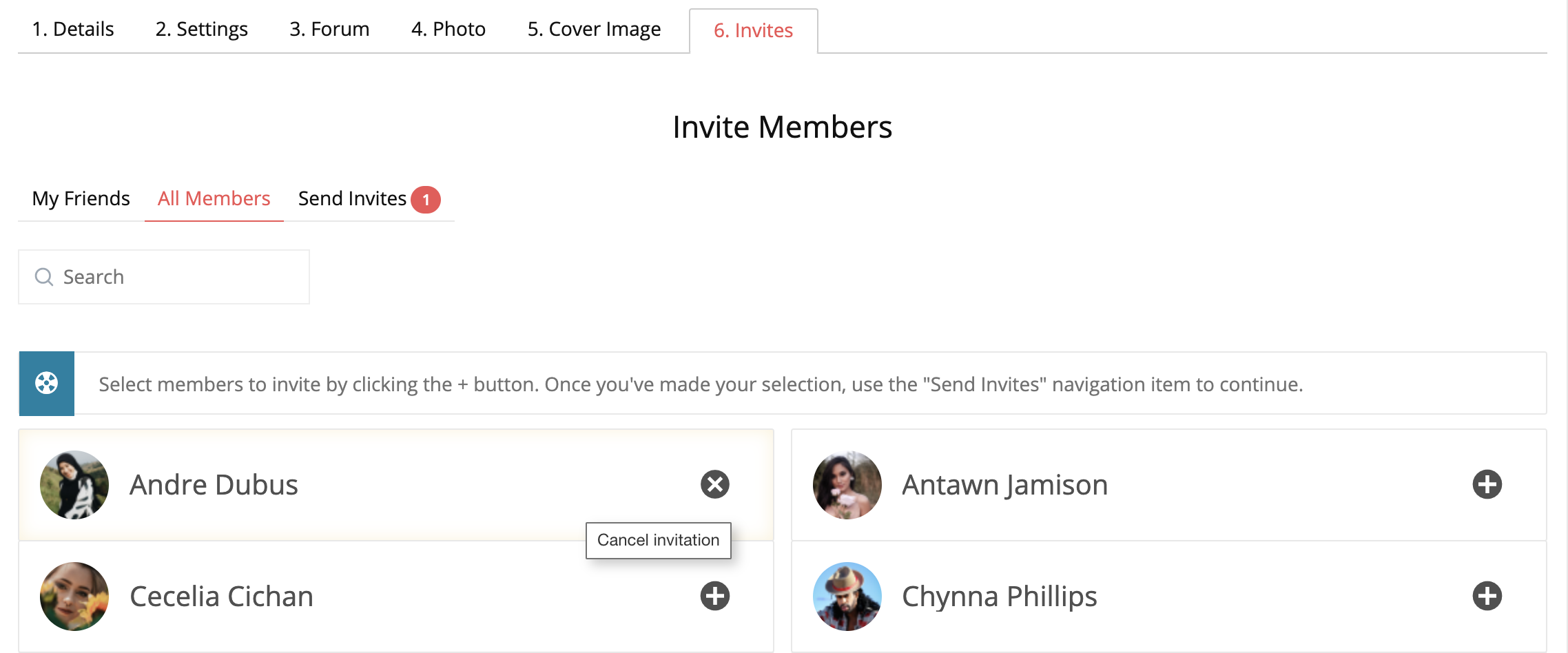 BuddyPress Group Invite