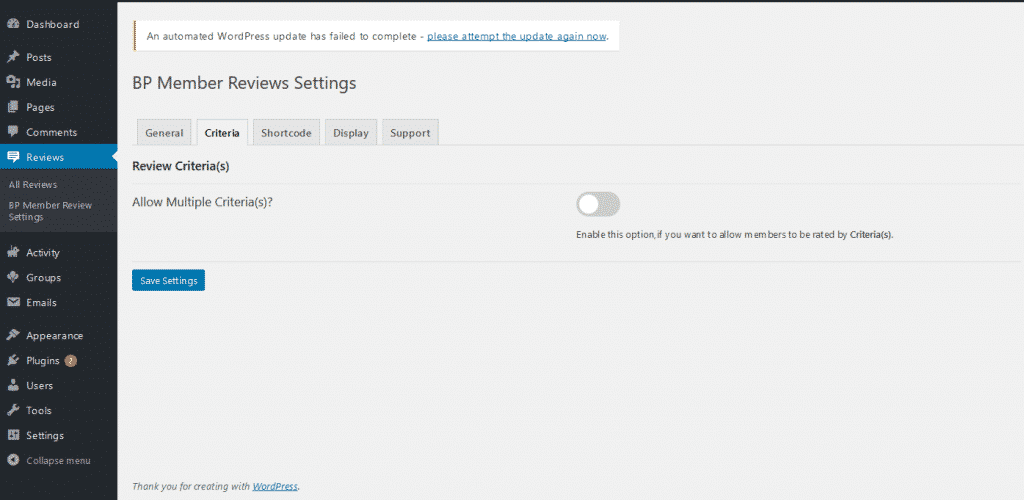 BuddyPress User Profile Reviews Plugin