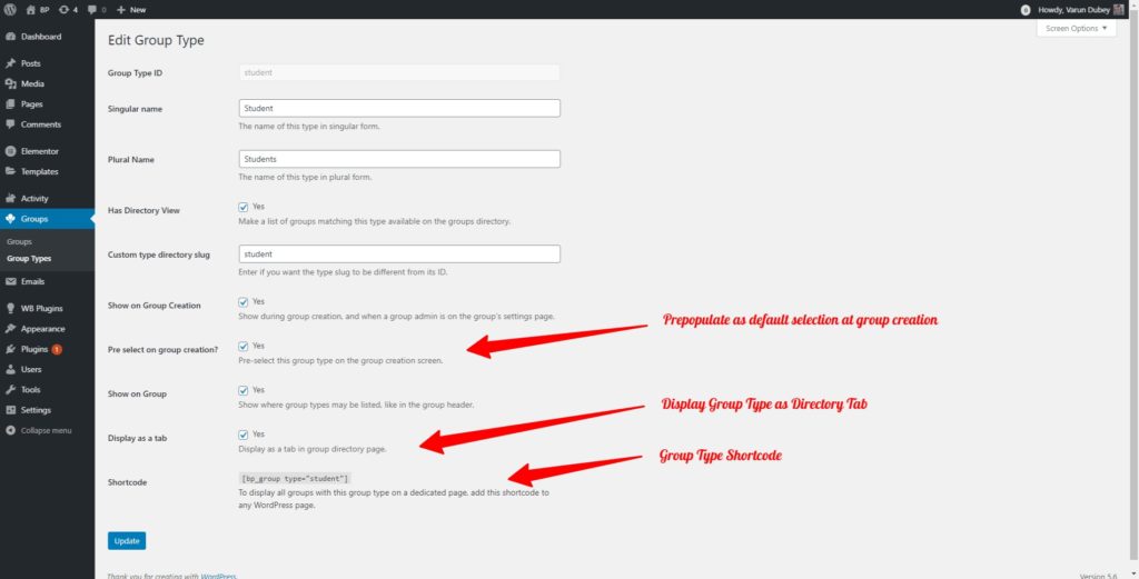 Edit buddypress create group type