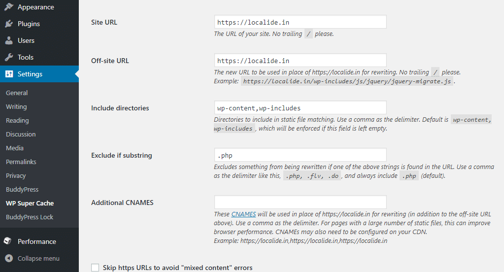 Setup WP Super Cache Plugin