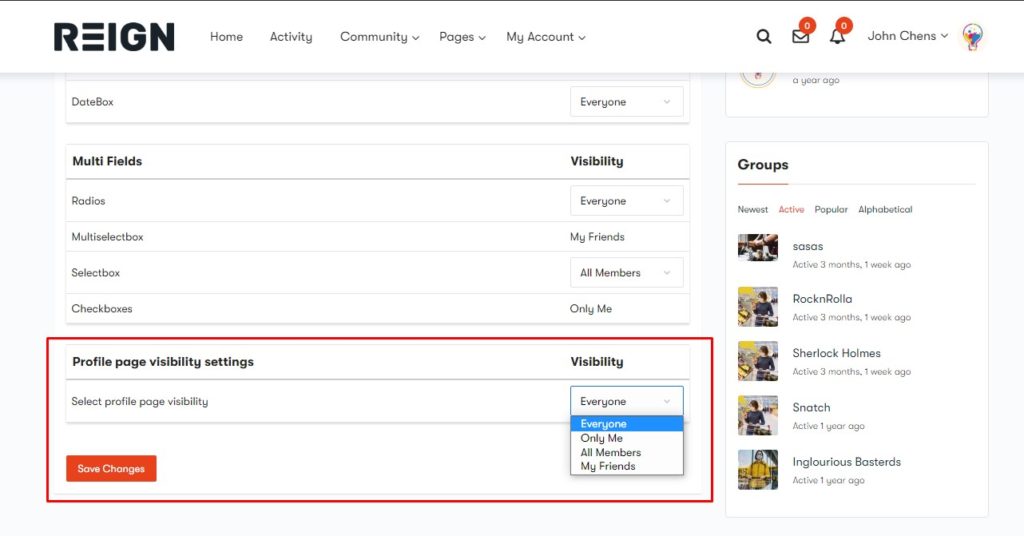 Profile Visibility
