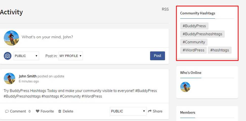 BuddyPress WordPress Hashtags