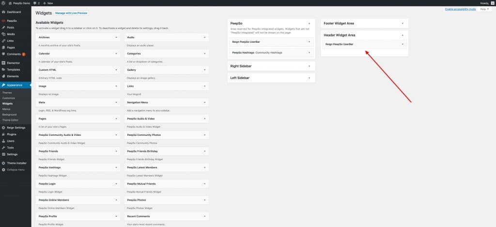 Widgets - PeepSo Demo