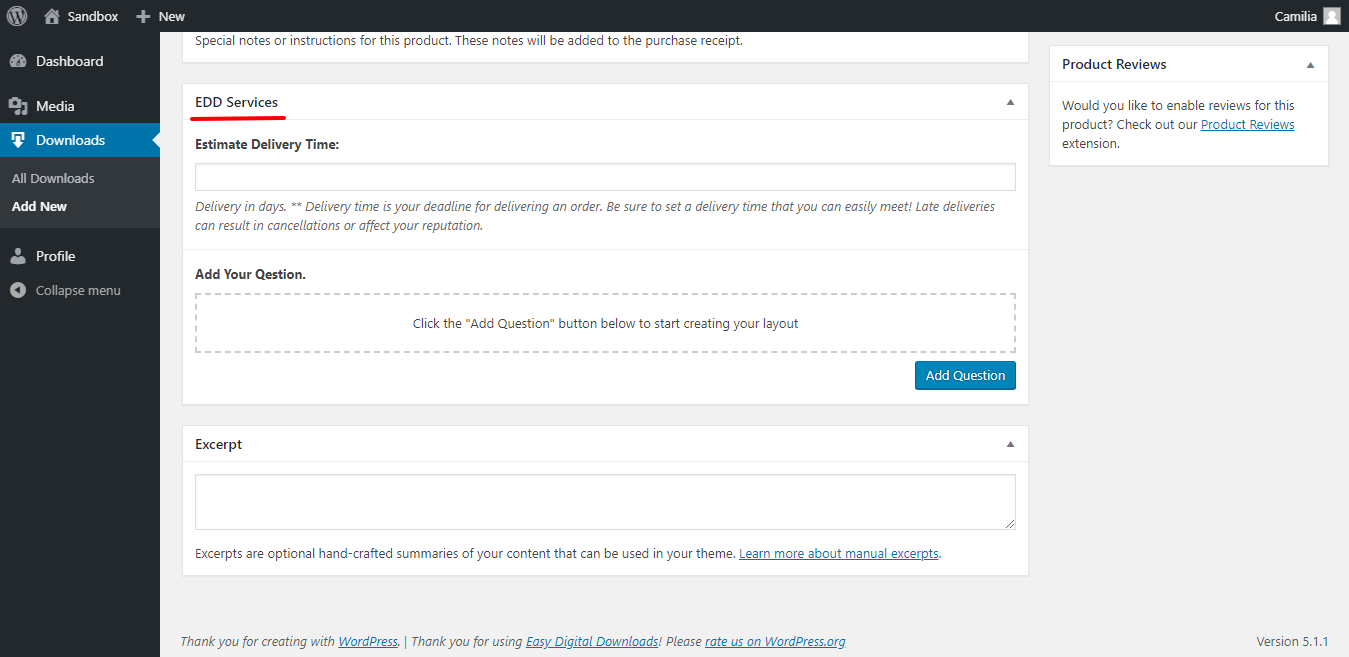 EDD Service widget