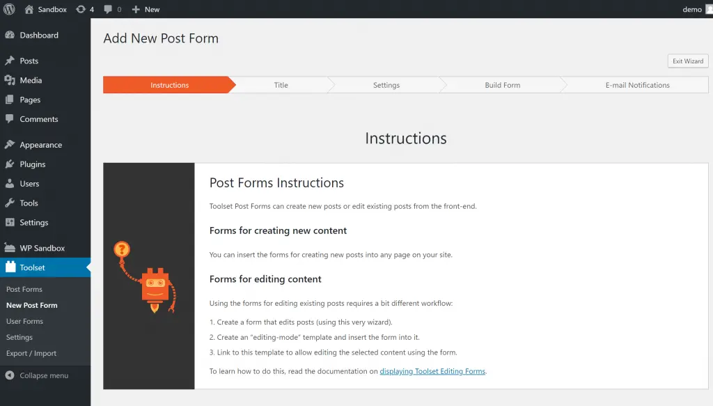 front end post submission WordPress