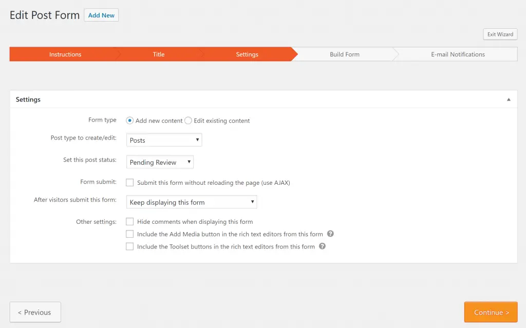 front end post submission WordPress