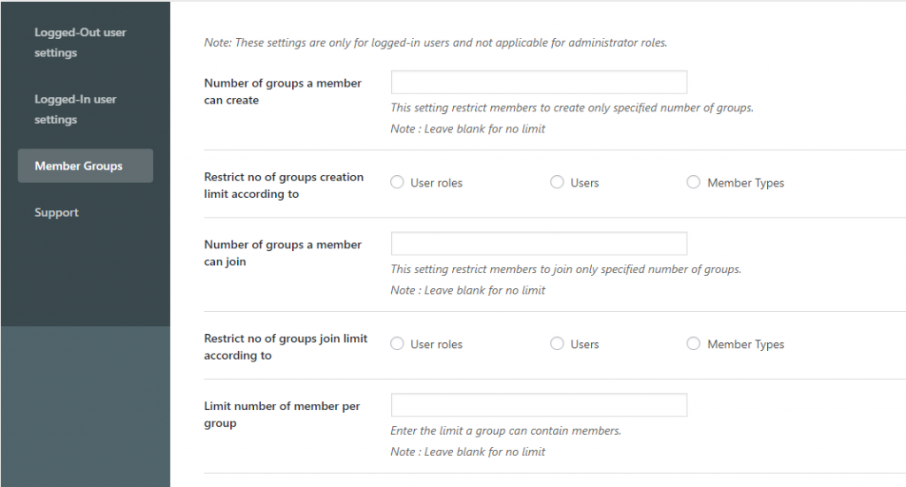 Member Group Settings
