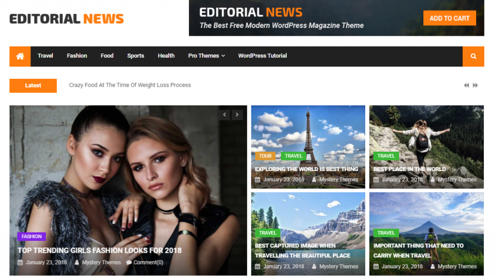 Editorial blogging theme free