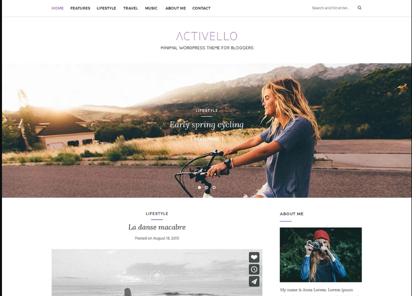 clean blogging WordPress theme