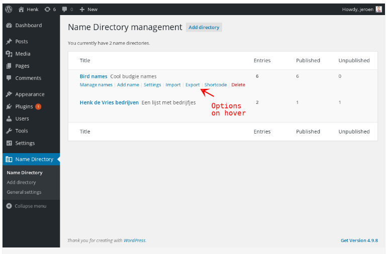 directory