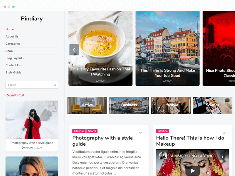 PinDiary Blogging WordPress Theme Review