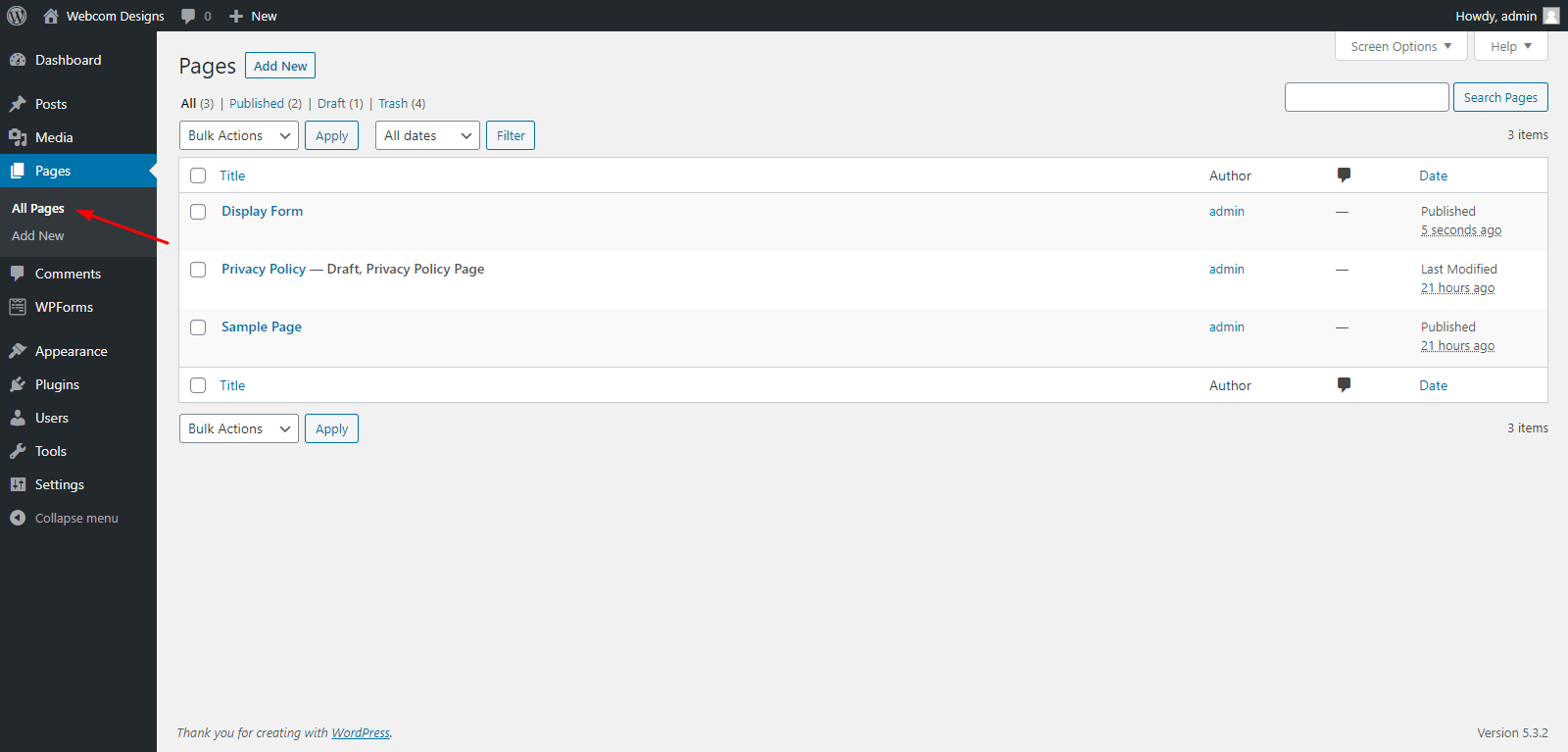 Contact Form in WordPress
