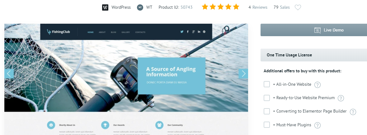 Fishing Responsive WordPress Theme