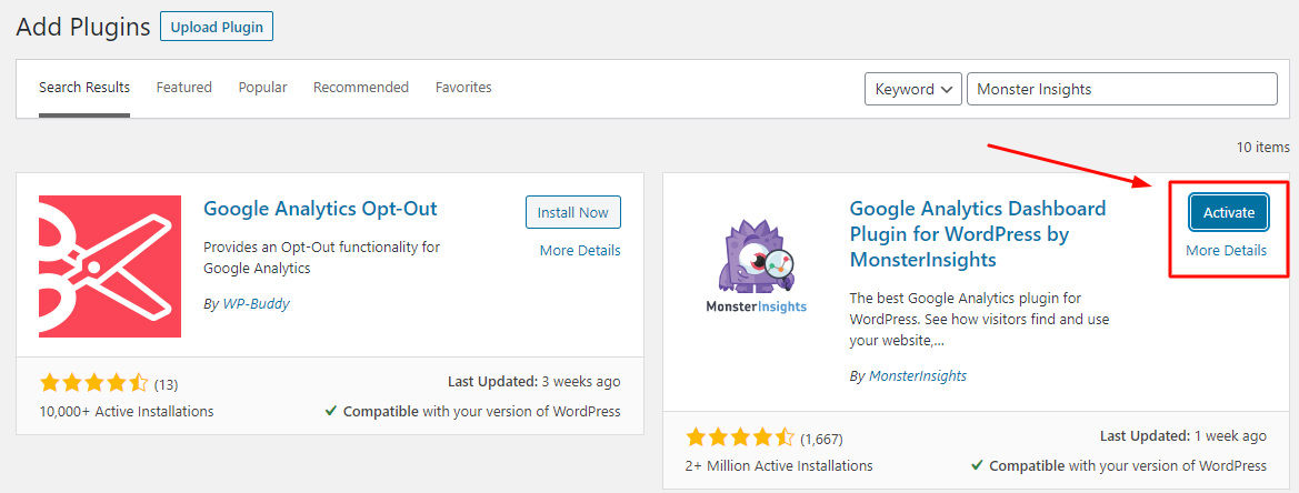 Activate WordPress Plugin