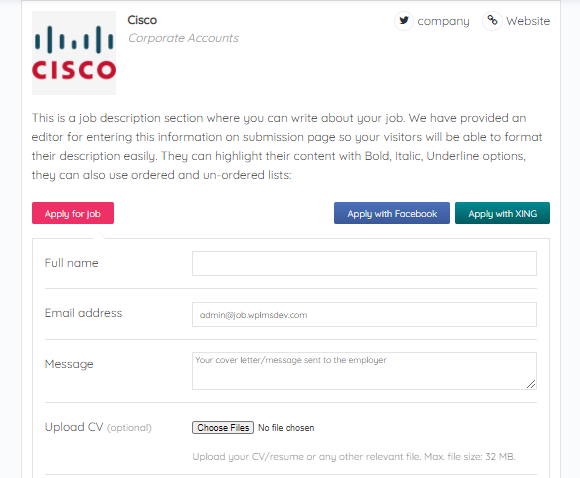 manage applications - Single job listings