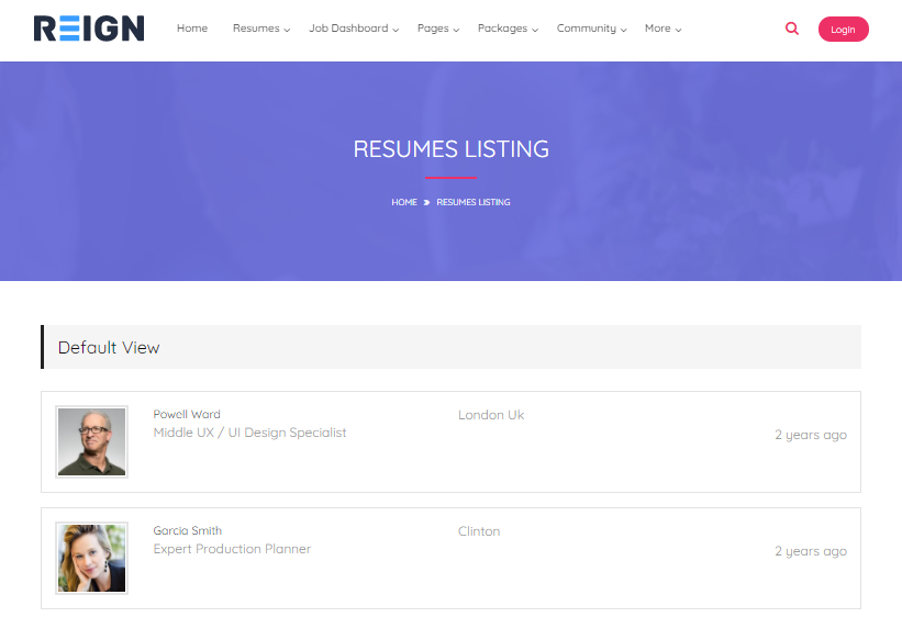 Manage Resume Listings