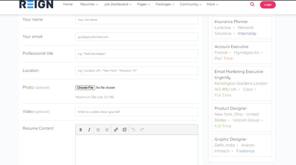 Manage Resume Listings