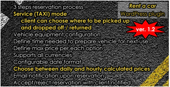 Rent a car plugin- WordPress Rental Plugins