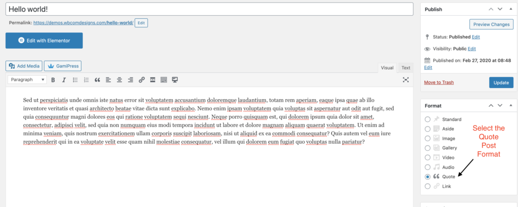 WordPress Quote Post Format