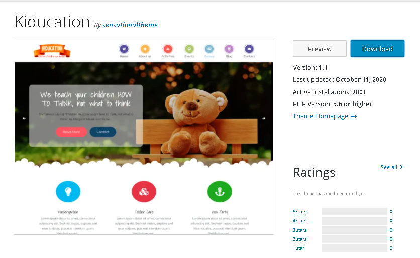 Preschool and Kindergarten WordPress Themes