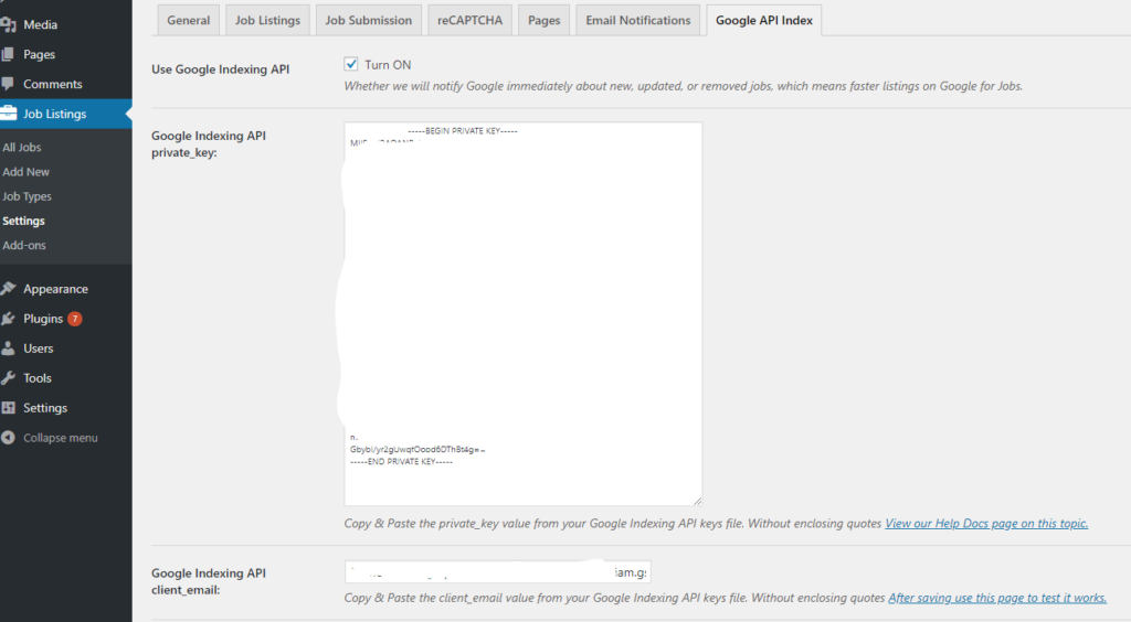 Google Indexing API for Job Manager