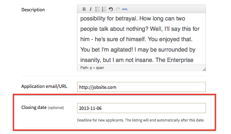 Application Deadline Add-on