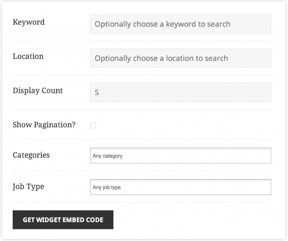Embeddable Job Widget 