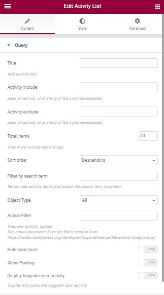 BuddyPress Elementor Shortcode Widgets