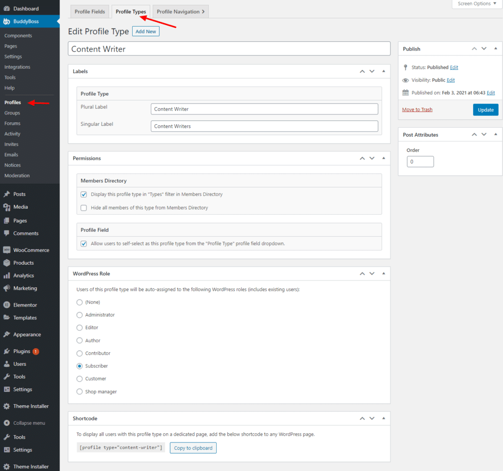 BuddyBoss Platform Profile Type
