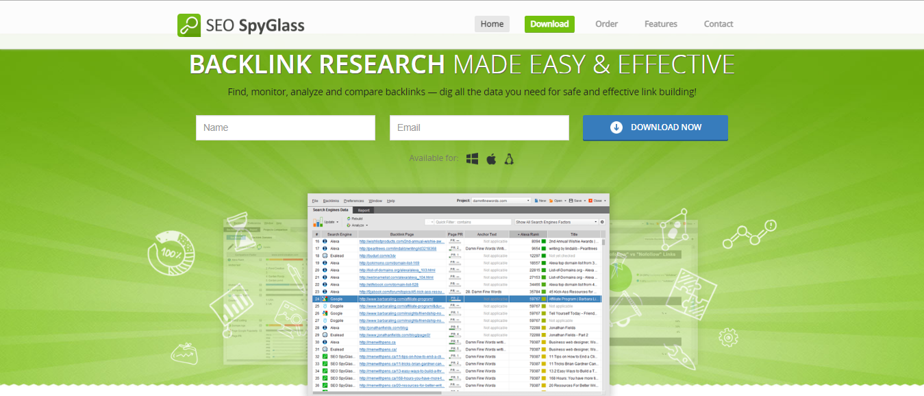 SEO SpyGlass - online reputation management tool