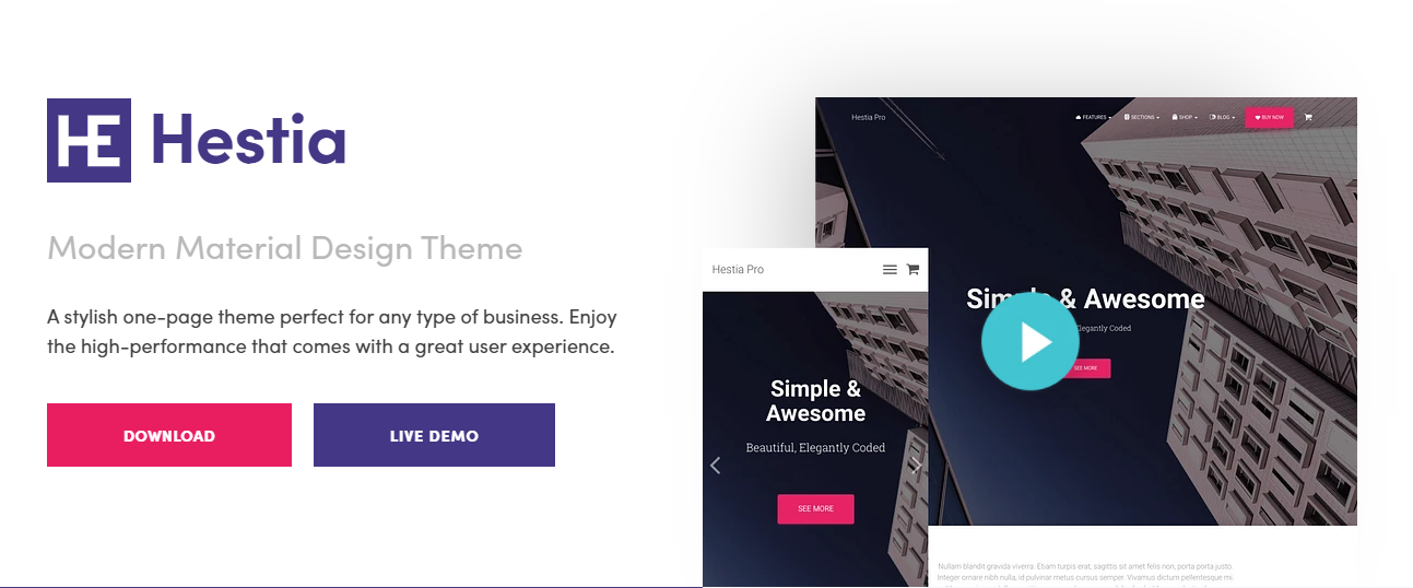 Hestia- wordpress dark theme