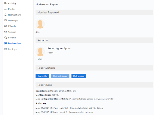 BuddyPress Moderation Pro plugin