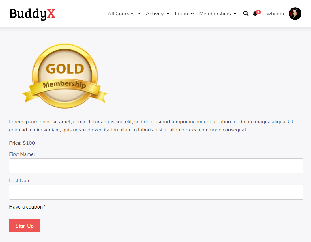 Gold Membership