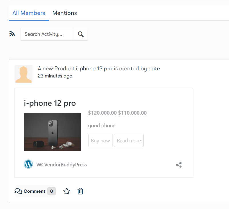 Create Product Activity
