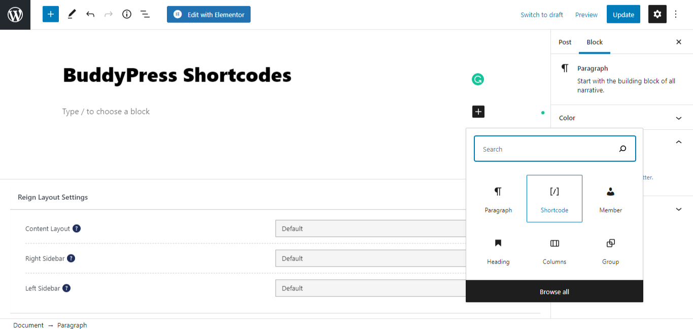 BuddyPress Shortcodes