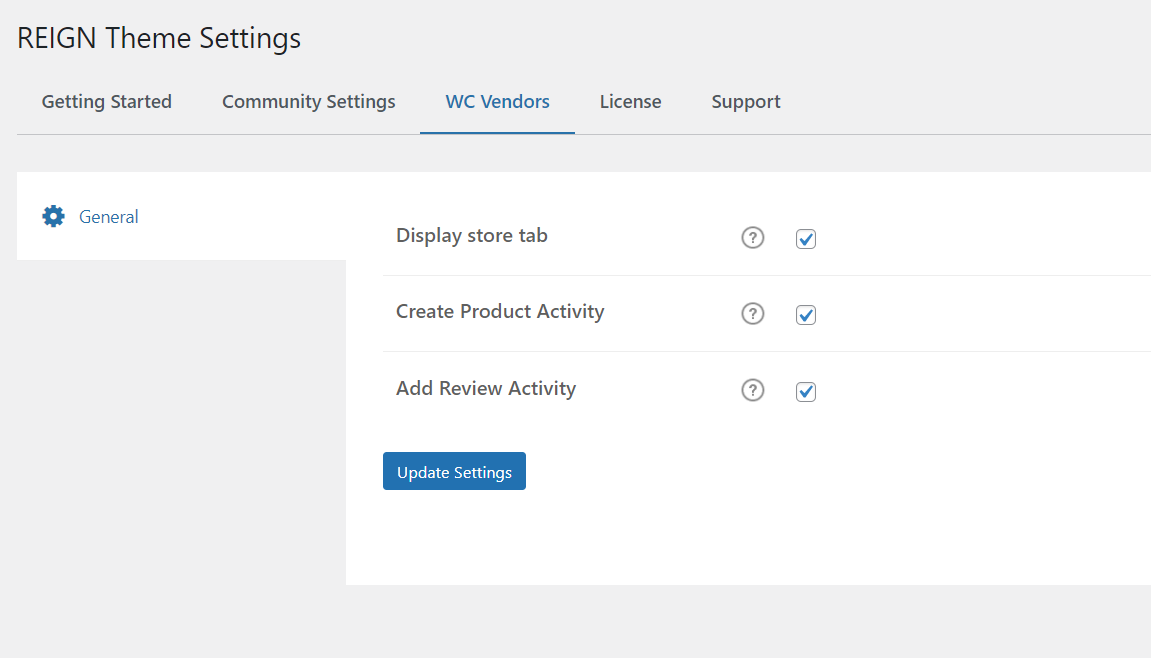 Addon Backend settings