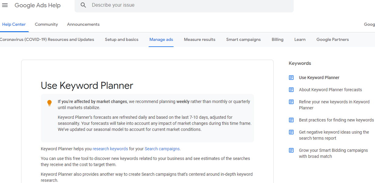 Google Keyword Planner