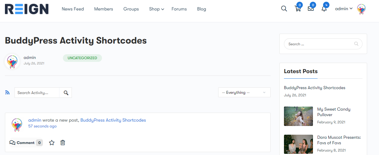 Activity Shortcode
