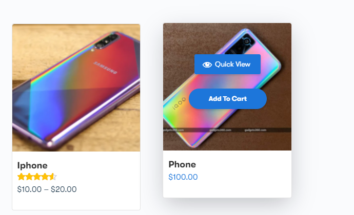 Display Quick View button on hover