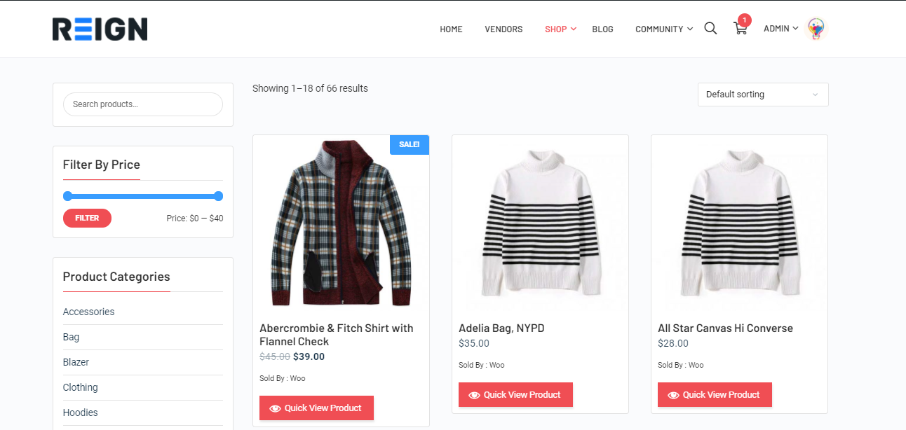 Show a Quick View button for each product
